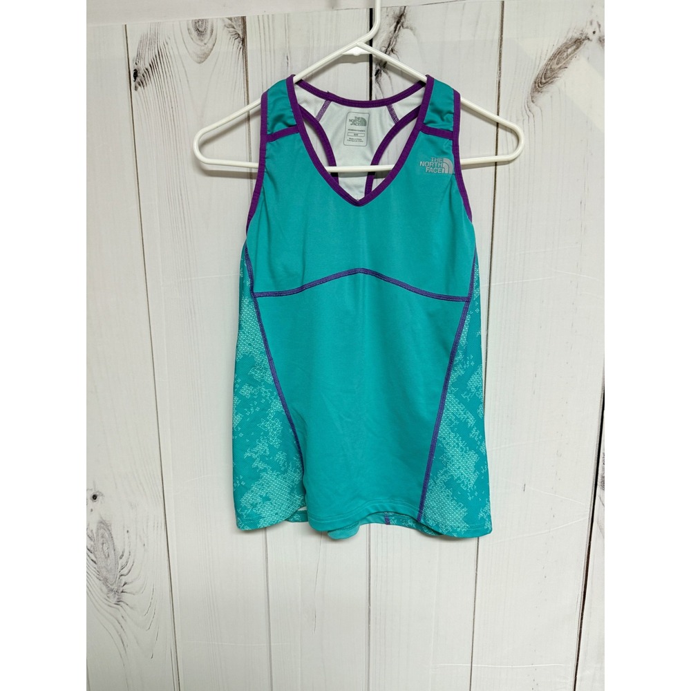 The North Face Womens VaporWick Racerback Tank M Teal Built In Bra EUC